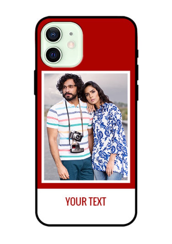 Iphone 12 Personalized Glass Phone Case  - Simple Red Color Design