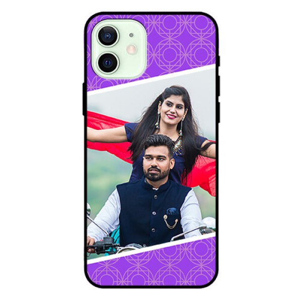 Iphone 12 Custom Glass Phone Case  - Violet Pattern Design