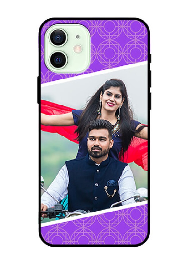Iphone 12 Custom Glass Phone Case  - Violet Pattern Design
