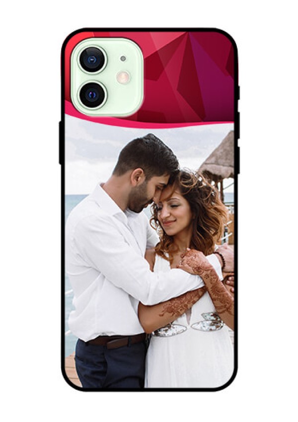 Iphone 12 Custom Glass Mobile Case  - Red Abstract Design