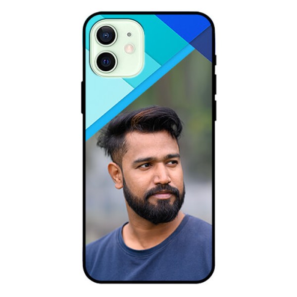 Iphone 12 Custom Glass Phone Case - Blue Pattern Design Iphone 12 Custom Glass Phone Case - Blue Pattern Design