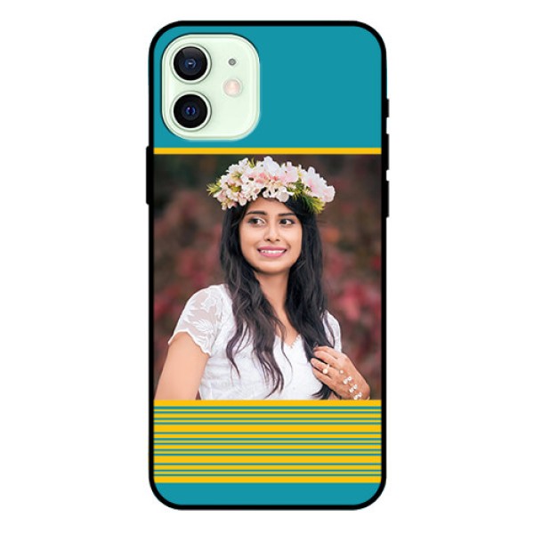 Iphone 12 Custom Glass Phone Case  - Yellow & Blue Design 