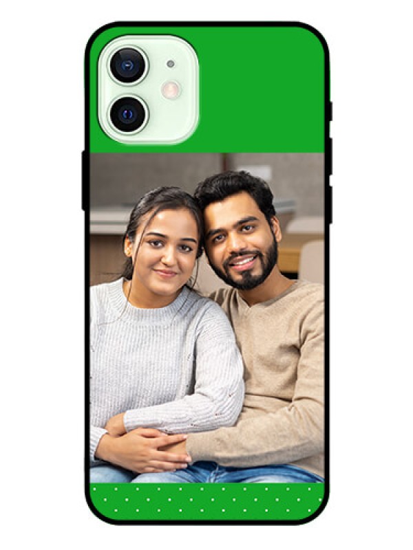 Custom Iphone 12 Personalized Glass Phone Case  - Green Pattern Design