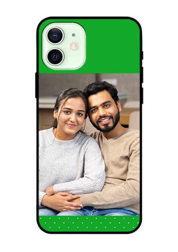 Iphone 12 Personalized Glass Phone Case  - Green Pattern Design
