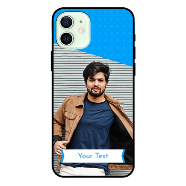 Iphone 12 Photo Printing on Glass Case - Simple Blue Color Design Iphone 12 Photo Printing on Glass Case - Simple Blue Color Design