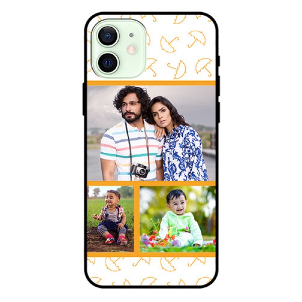 Iphone 12 Custom Glass Mobile Case - Yellow Pattern Design Iphone 12 Custom Glass Mobile Case - Yellow Pattern Design