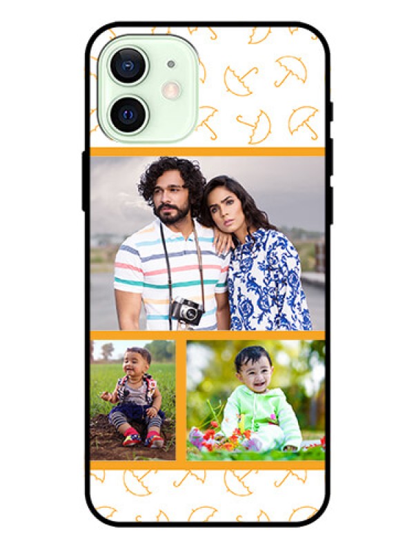 Custom Iphone 12 Custom Glass Mobile Case  - Yellow Pattern Design