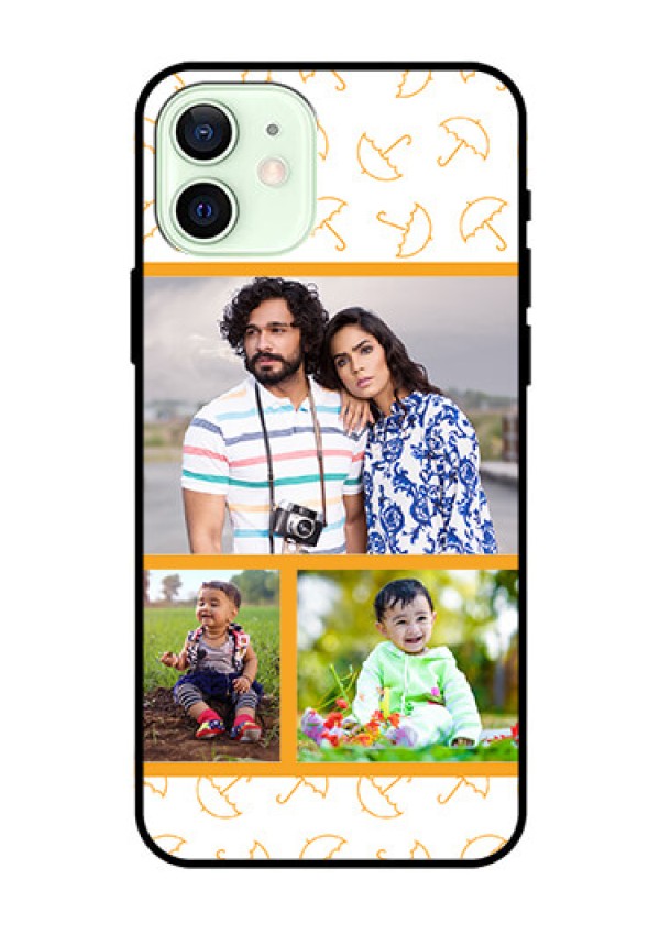 Iphone 12 Custom Glass Mobile Case  - Yellow Pattern Design
