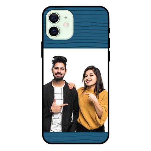 Iphone 12 Custom Glass Phone Case  - Blue Pattern Cover Design