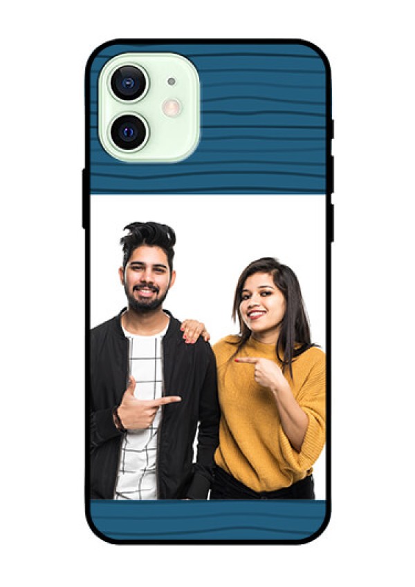 Iphone 12 Custom Glass Phone Case  - Blue Pattern Cover Design