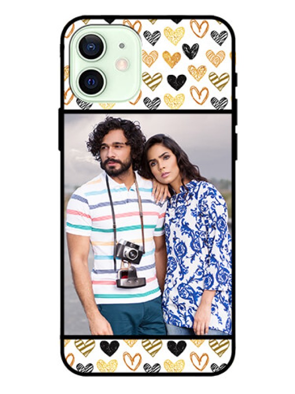 Custom Iphone 12 Photo Printing on Glass Case  - Love Symbol Design