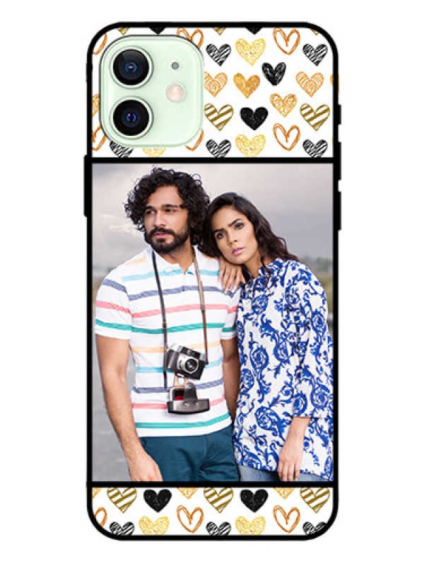 Custom Iphone 12 Photo Printing on Glass Case  - Love Symbol Design