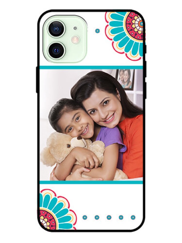 Custom Iphone 12 Custom Glass Phone Case  - Flower Design