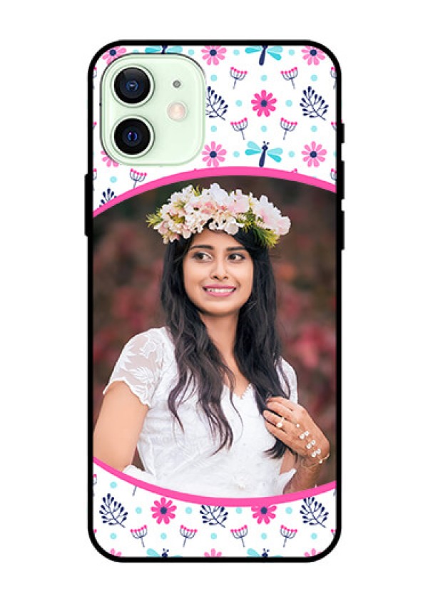 Iphone 12 Photo Printing on Glass Case  - Colorful Flower Design