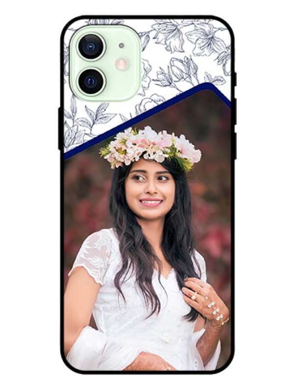 Custom Iphone 12 Personalized Glass Phone Case  - Premium Floral Design