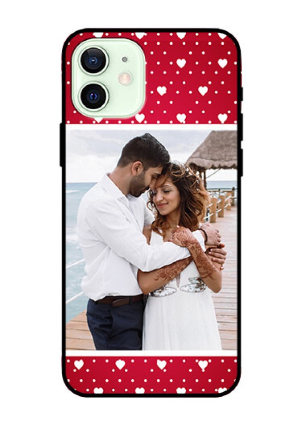 Iphone 12 Photo Printing on Glass Case  - Hearts Mobile Case Design