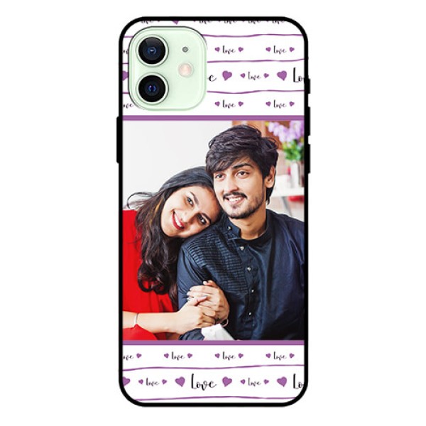 Iphone 12 Custom Glass Mobile Case  - Couples Heart Design