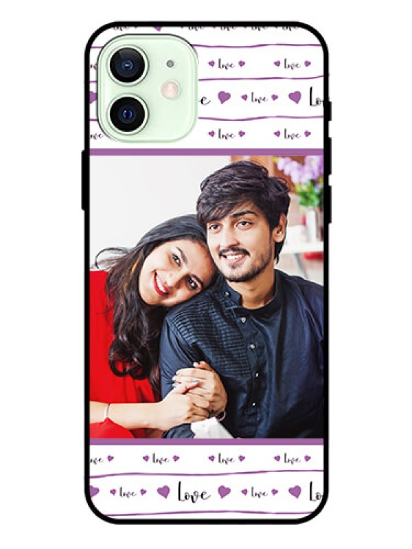 Custom Iphone 12 Custom Glass Mobile Case  - Couples Heart Design