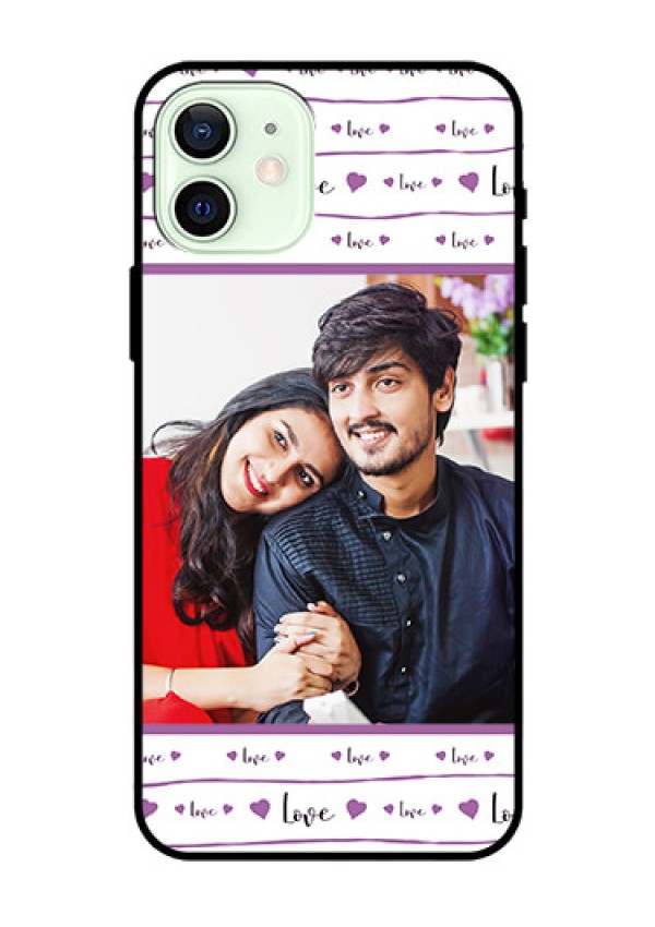 Iphone 12 Custom Glass Mobile Case  - Couples Heart Design