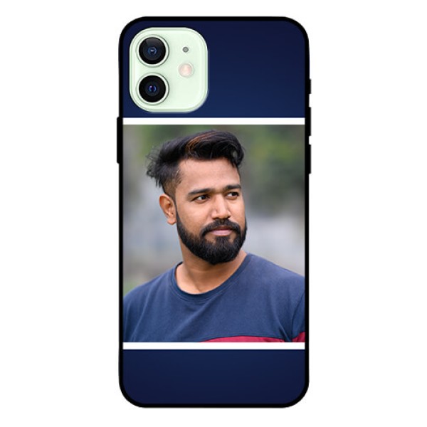 Iphone 12 Personalized Glass Phone Case  - Simple Royal Blue Design