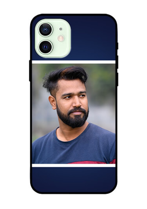 Iphone 12 Personalized Glass Phone Case  - Simple Royal Blue Design