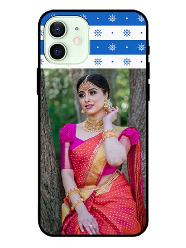 Custom Iphone 12 Photo Printing on Glass Case  - Snow Pattern Design