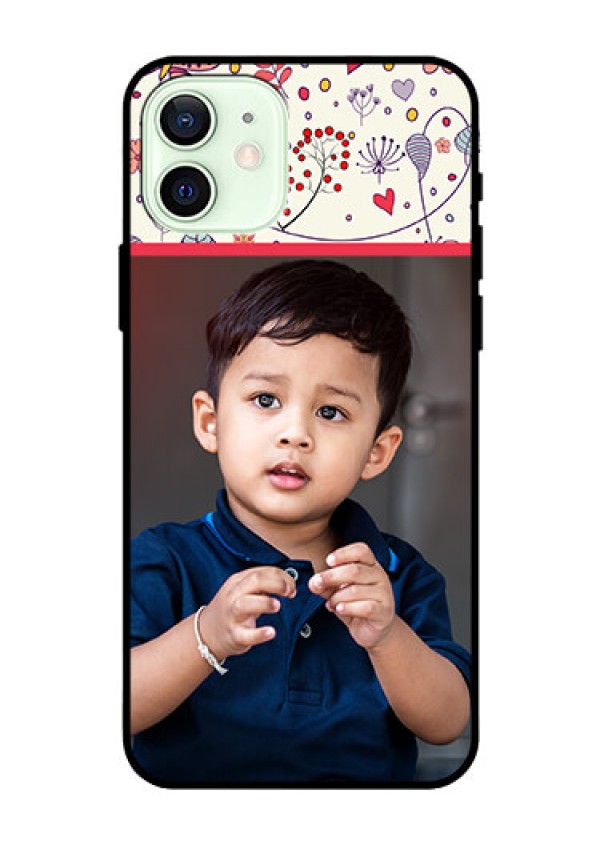 Iphone 12 Custom Glass Mobile Case  - Premium Floral Design