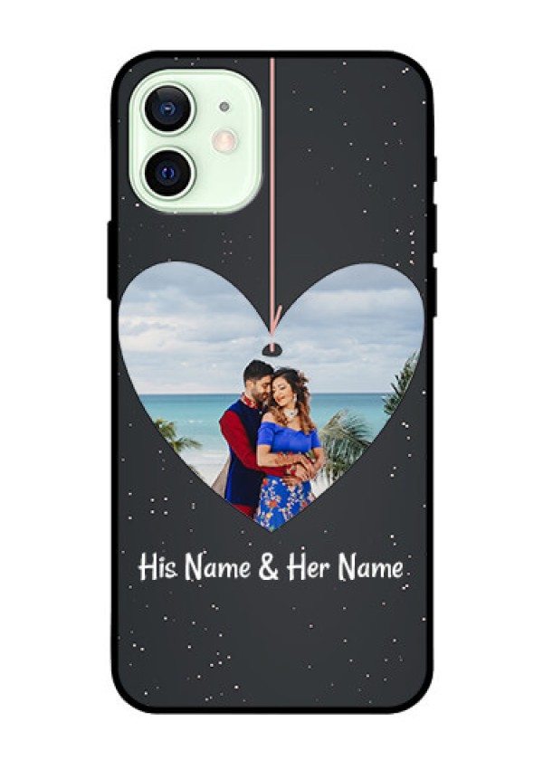 Iphone 12 Custom Glass Phone Case  - Hanging Heart Design