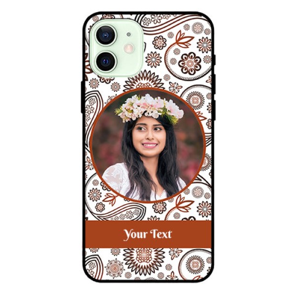 Iphone 12 Custom Glass Mobile Case  - Abstract Floral Design 