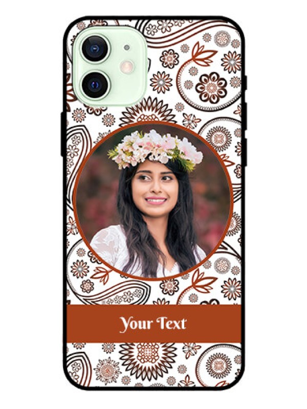 Custom Iphone 12 Custom Glass Mobile Case  - Abstract Floral Design 