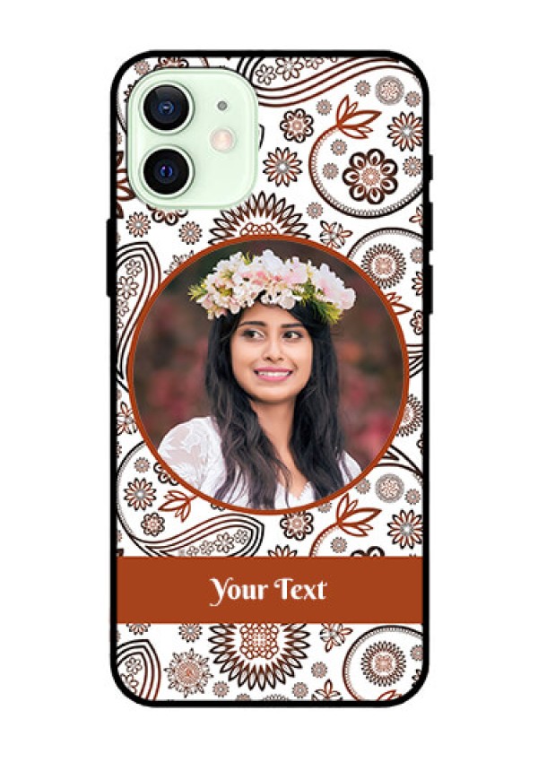 Iphone 12 Custom Glass Mobile Case  - Abstract Floral Design 