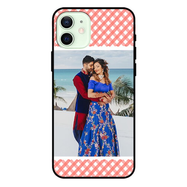 Iphone 12 Personalized Glass Phone Case  - Pink Pattern Design