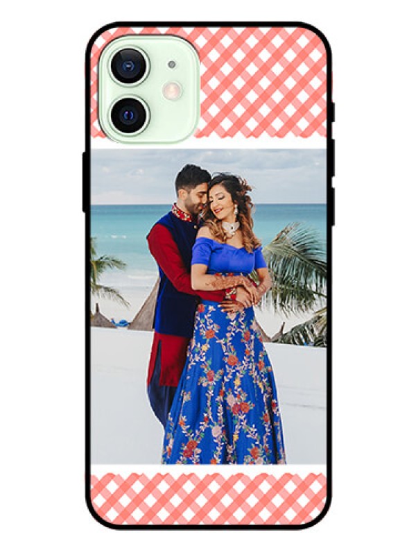 Custom Iphone 12 Personalized Glass Phone Case  - Pink Pattern Design