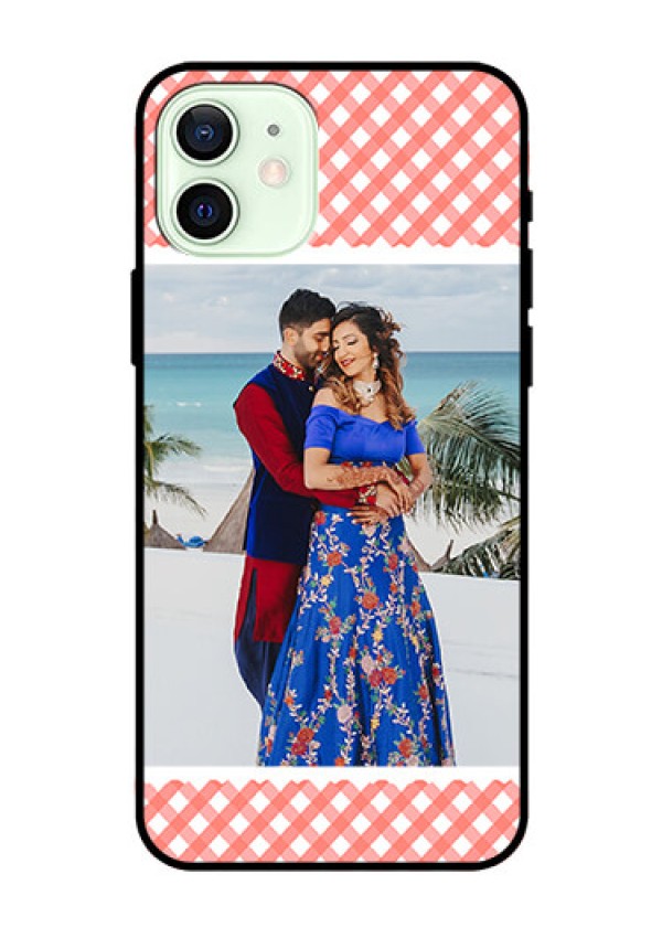 Iphone 12 Personalized Glass Phone Case  - Pink Pattern Design