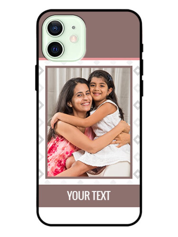 Custom Iphone 12 Photo Printing on Glass Case  - Simple Diamond Design