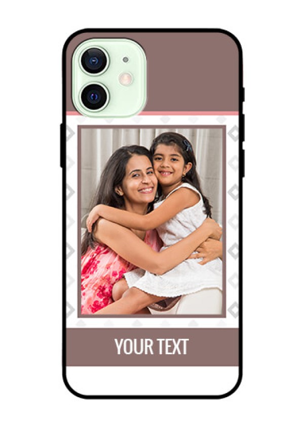 Iphone 12 Photo Printing on Glass Case  - Simple Diamond Design