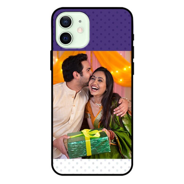 Iphone 12 Personalized Glass Phone Case  - Violet Pattern Design