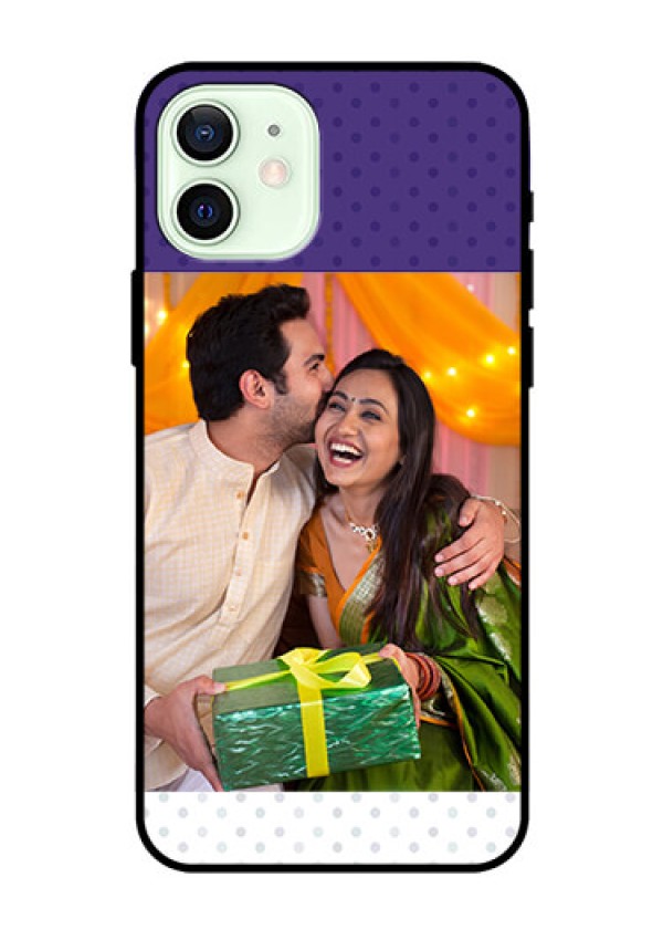 Iphone 12 Personalized Glass Phone Case  - Violet Pattern Design