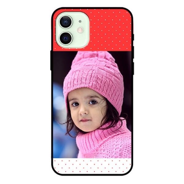 Iphone 12 Photo Printing on Glass Case  - Red Pattern Design