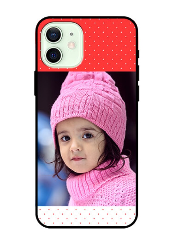 Iphone 12 Photo Printing on Glass Case  - Red Pattern Design