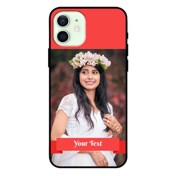 Iphone 12 Custom Glass Phone Case  - Simple Red Color Design
