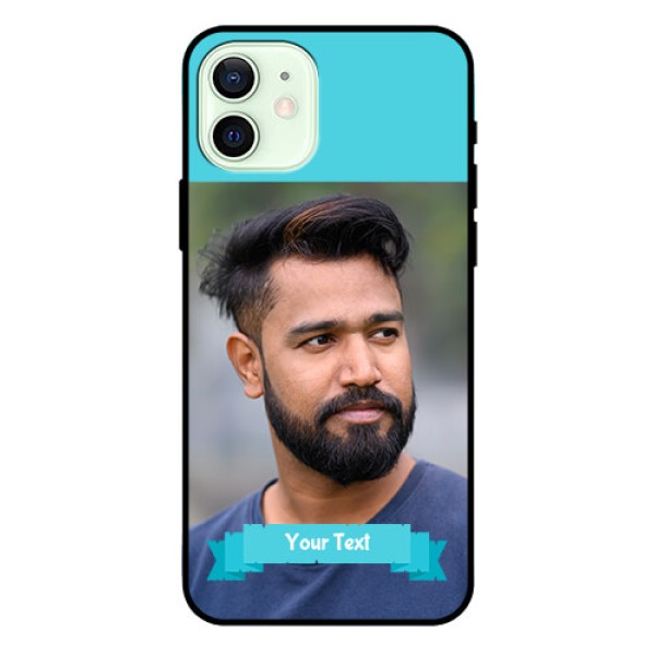 Iphone 12 Personalized Glass Phone Case - Simple Blue Color Design Iphone 12 Personalized Glass Phone Case - Simple Blue Color Design