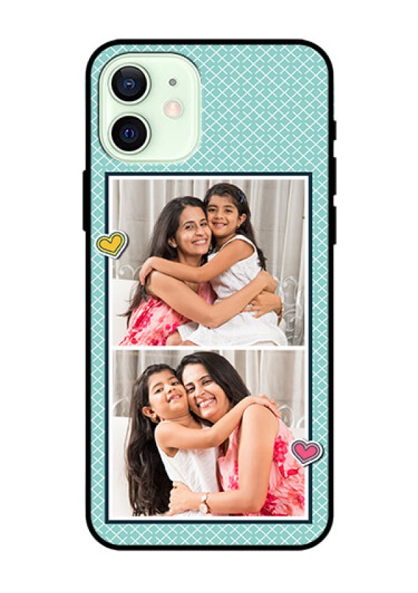 Iphone 12 Custom Glass Phone Case  - 2 Image Holder with Pattern Design