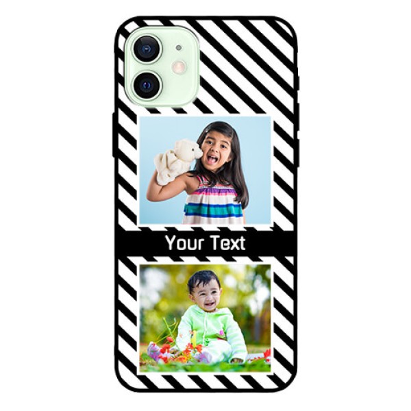 Iphone 12 Photo Printing on Glass Case - Black And White Stripes Design Iphone 12 Photo Printing on Glass Case - Black And White Stripes Design