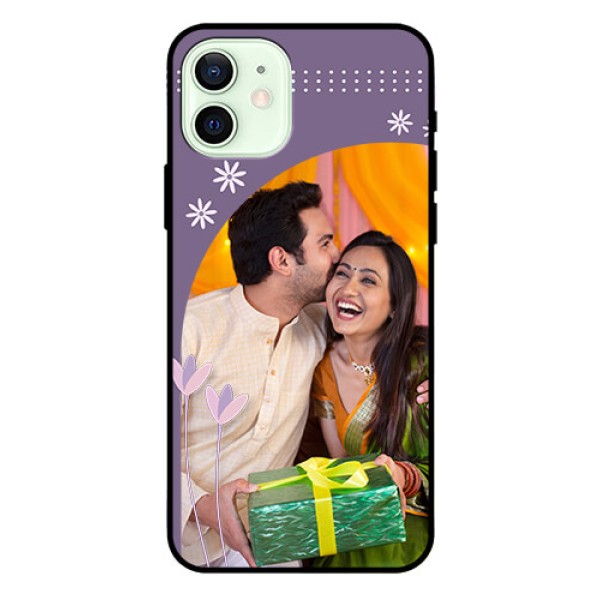 Iphone 12 Custom Glass Mobile Case - Lavender flowers design Iphone 12 Custom Glass Mobile Case - Lavender flowers design