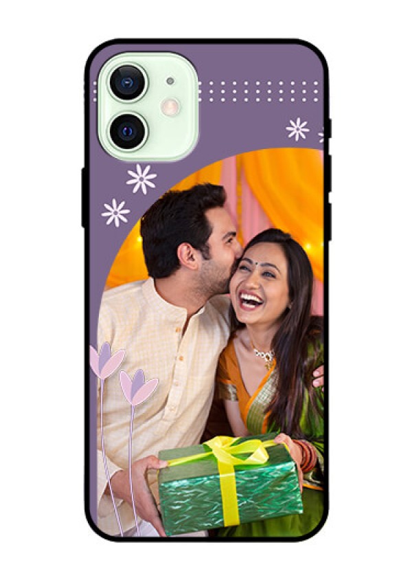 Iphone 12 Custom Glass Mobile Case  - Lavender flowers design 