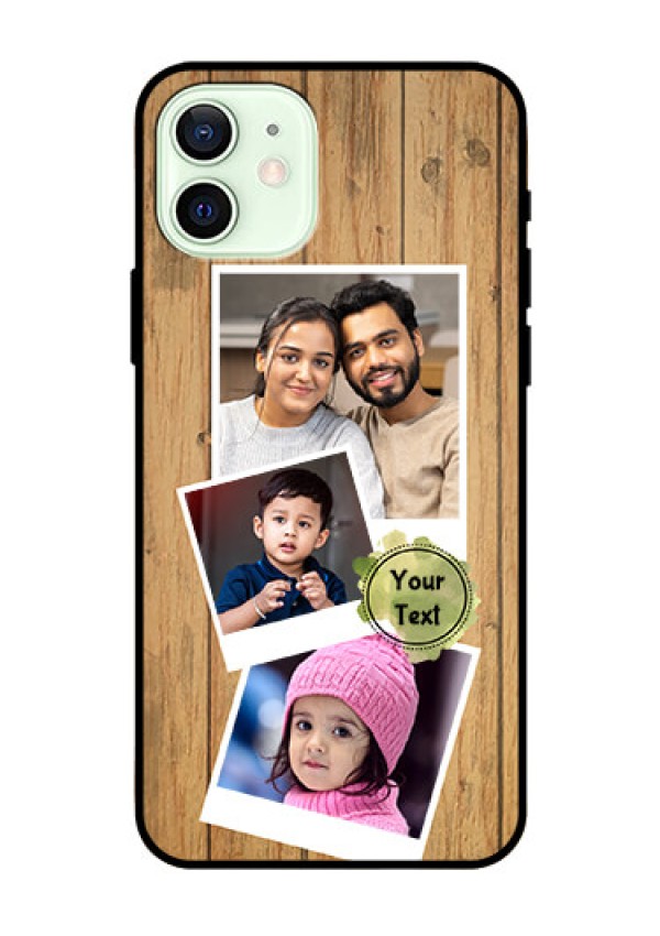 Iphone 12 Custom Glass Phone Case  - Wooden Texture Design