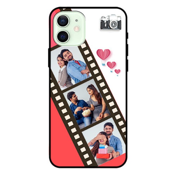 Iphone 12 Personalized Glass Phone Case  - 3 Image Holder with Film Reel