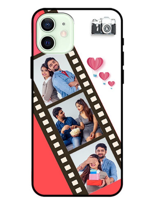 Custom Iphone 12 Personalized Glass Phone Case  - 3 Image Holder with Film Reel