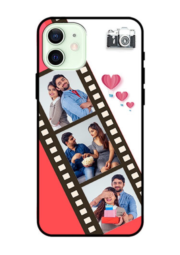 Iphone 12 Personalized Glass Phone Case  - 3 Image Holder with Film Reel